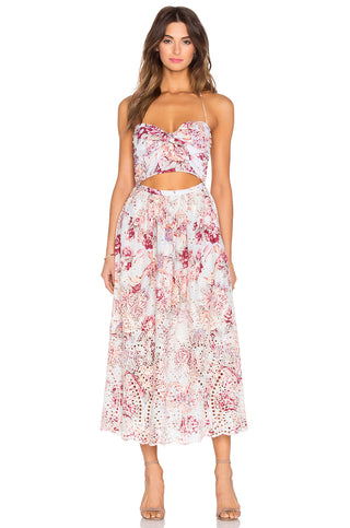 Zimmermann Eden Floral Tie Midi Dress for Hire