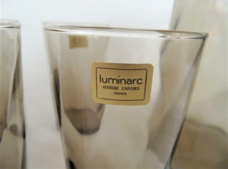 Luminarc Verrerie d’Arques France 7 Piece ‘Torsade’ Fume (Smoked) Jug & Tumblers