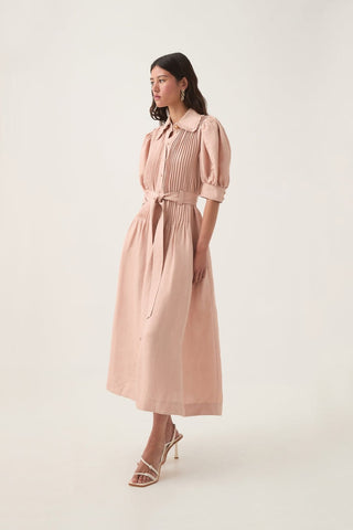 Aje Madeleine Belted Midi Dress in Blush