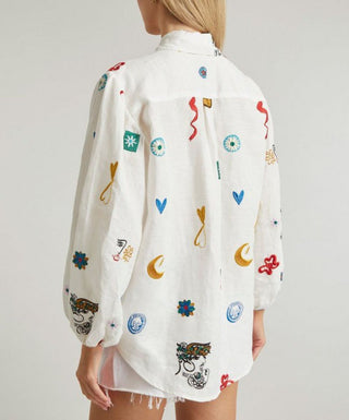 Alemais Soleil Embroidered Shirt In Ivory Back