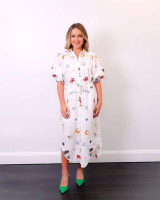 Alemais Soleil Embroided Shirtdress Designer Dress