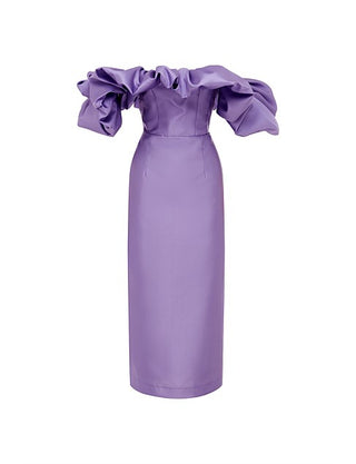 Alemais Suzi Off Shoulder Midi in Purple Stock Image