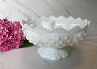 Fenton Milk Glass Footed Bowl, USA c.1970s