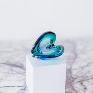 Green Blue Glass Clam Shell Bowl by Archimede Seguso, Murano