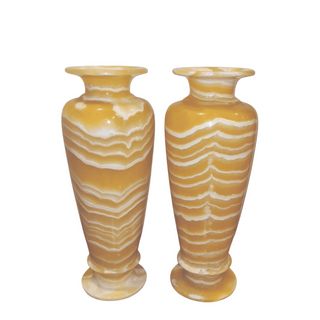 Decorative Egyptian Alabaster Floor Vases with Unique Natural Patterns