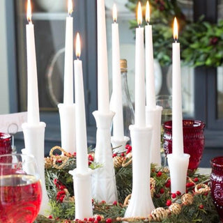 Hoosier Milk Glass used as candlestick