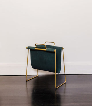 Green and Gold Magazine rack studio shot