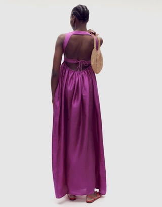 Oroton Silk Sundress in Magenta BACK