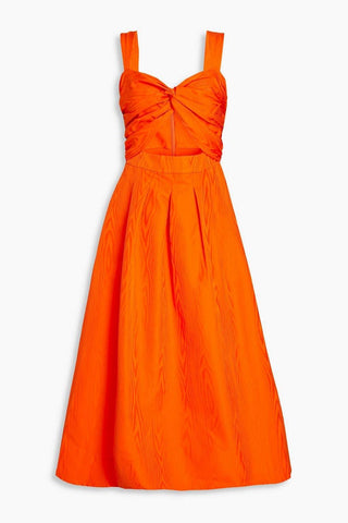 Rebecca Vallance Carmelita Cut Out Midi Dress Orange STOCK