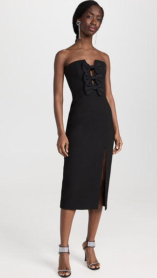 Rebecca Vallance Cecily Strapless Midi Dress in Black SIDE