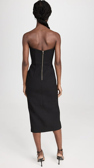 Rebecca Vallance Cecily Strapless Midi Dress in Black BACK