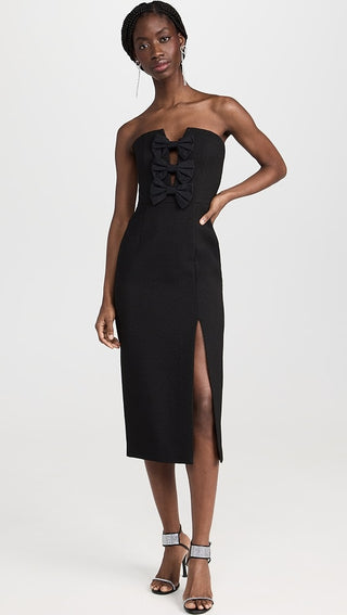 Rebecca Vallance Cecily Strapless Midi Dress in Black