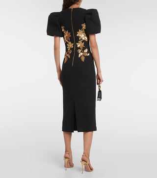 Rebecca Vallance Versailles Sequined Crepe Midi Dress Hire Back