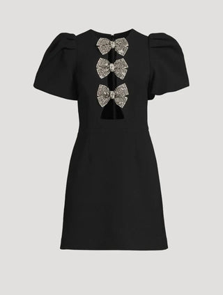 Rebecca Vallance Yvonne Bow Mini Dress in Black STOCK