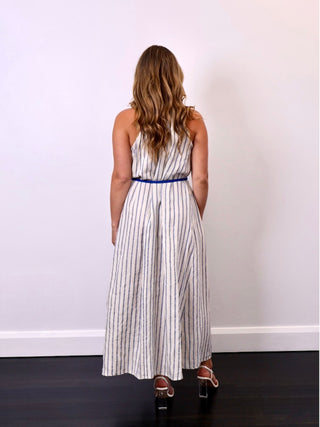 Scanlan Theodore Italian Linen Stripe Dress for Hire Back