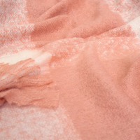 Wren Faux Mohair Throw in Clay Pink and White, Close up