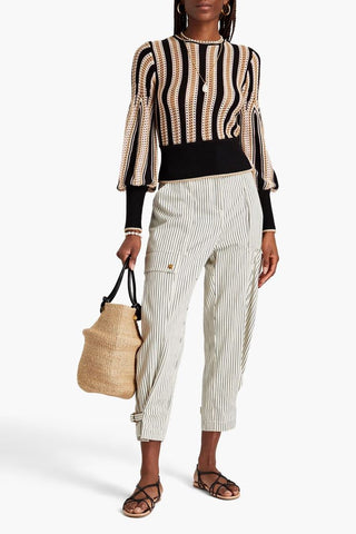 Zimmermann Striped Crochet-Knit Sweater FRONT