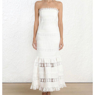 Zimmermann Wayfarer Strapless Midi in White