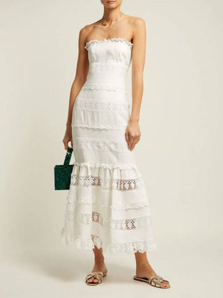 Zimmermann Wayfarer Strapless Midi in White