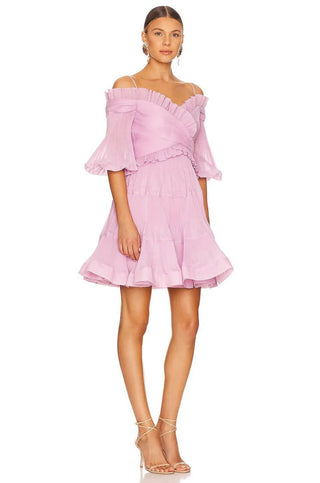 Zimmermann Pleated Off Shoulder Mini Dress SIDE