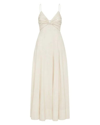 Aje Idyllic Strappy Sequin Ivory Midi Dress for Hire, Front Dress