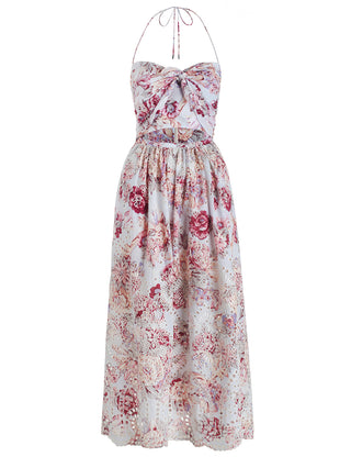 Zimmermann Eden Floral Tie Midi Dress for Hire. Silhouette