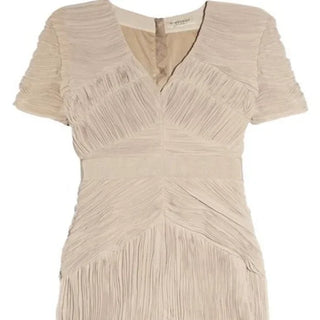 Burberry London Dress Ruched Pleated Chiffon Cocktail Dress for Hire, Close up