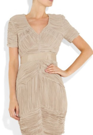 Burberry London Dress Ruched Pleated Chiffon Cocktail Dress for Hire