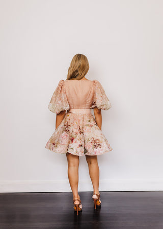 Zimmermann Dancer Puff Sleeve Mini Dress Floral for Hire. Back