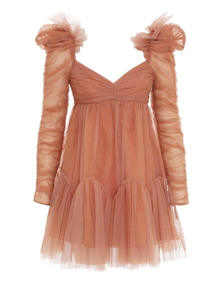 Zimmermann Tulle Ruched Lipstick Mini Dress for Hire