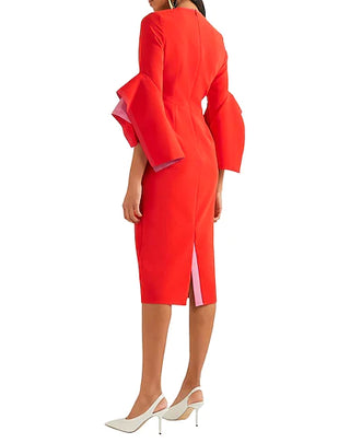 Roksanda Ronda Red Pink Midi Dress for Hire. Back