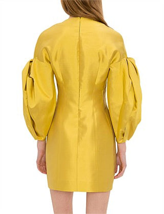 Bianca Spender Gold Silk Taffeta Minuta Dress for Hire, Back