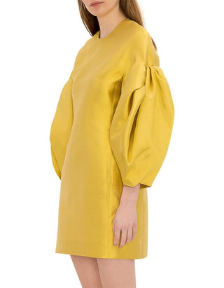 Bianca Spender Gold Silk Taffeta Minuta Dress for Hire, Front