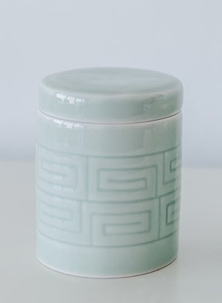 Qing Dynasty Inspired Chinese Celadon Green Glaze Brush Pot