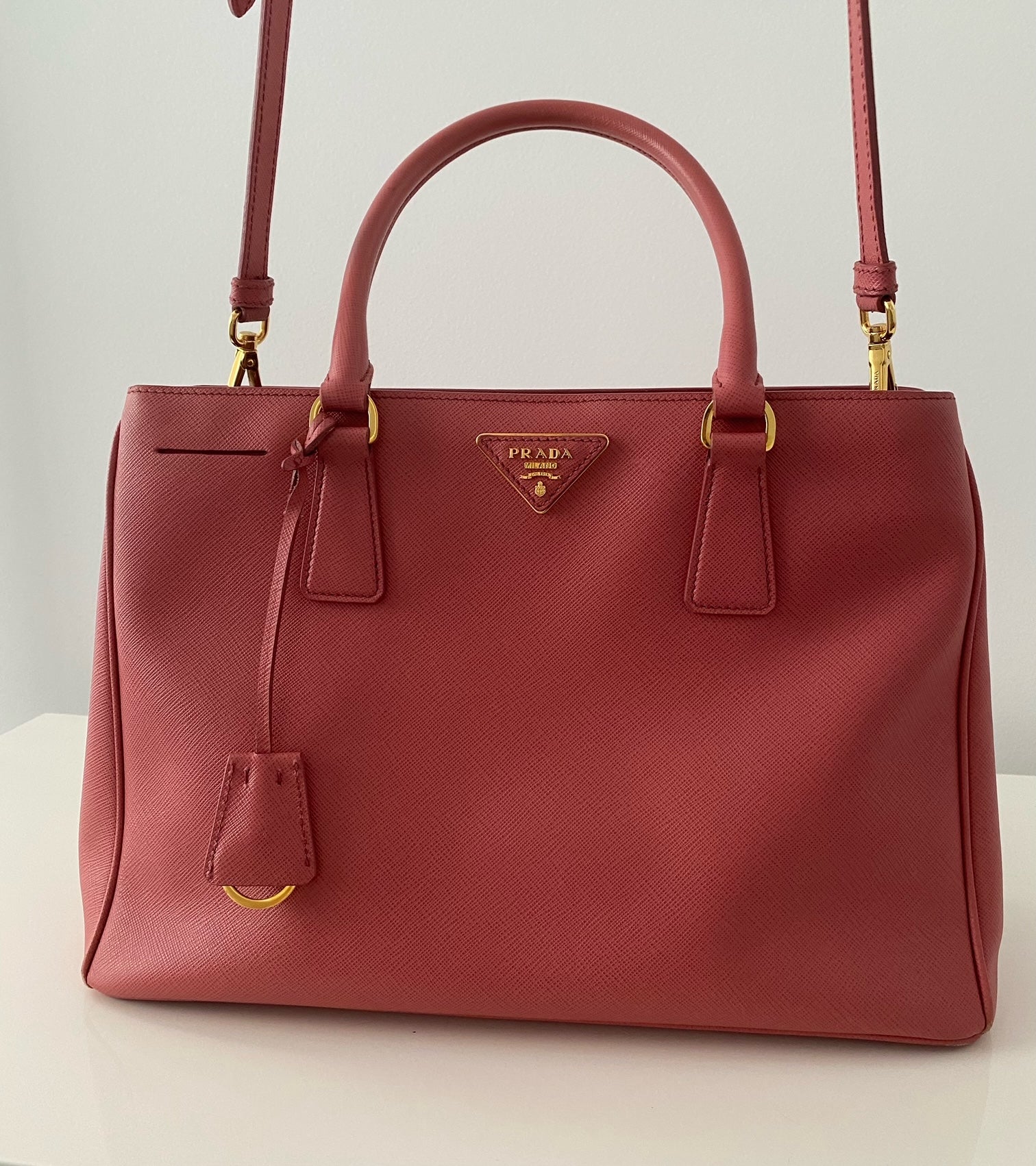 Prada Tamaris Saffiano Lux Leather Medium Double Zip Tote Bag