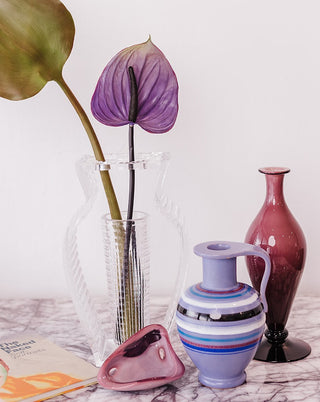 Vintage Amethyst Mauve over White Cased Bud Vase Styled