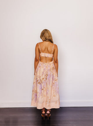 Zimmermann Rosa Peach Bralette Midi Dress for Hire. Back