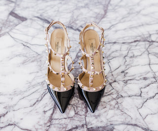 Valentino Patent Rockstud Caged Pumps. Designer Shoes