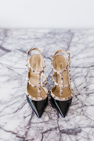 Valentino Patent Rockstud Caged Pumps