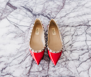 Valentino Patent Rockstud Ballet Flats in Red