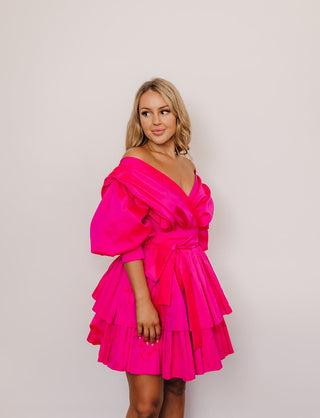 Alin Le Kal Chloe Fushia Dress for Hire, Pose